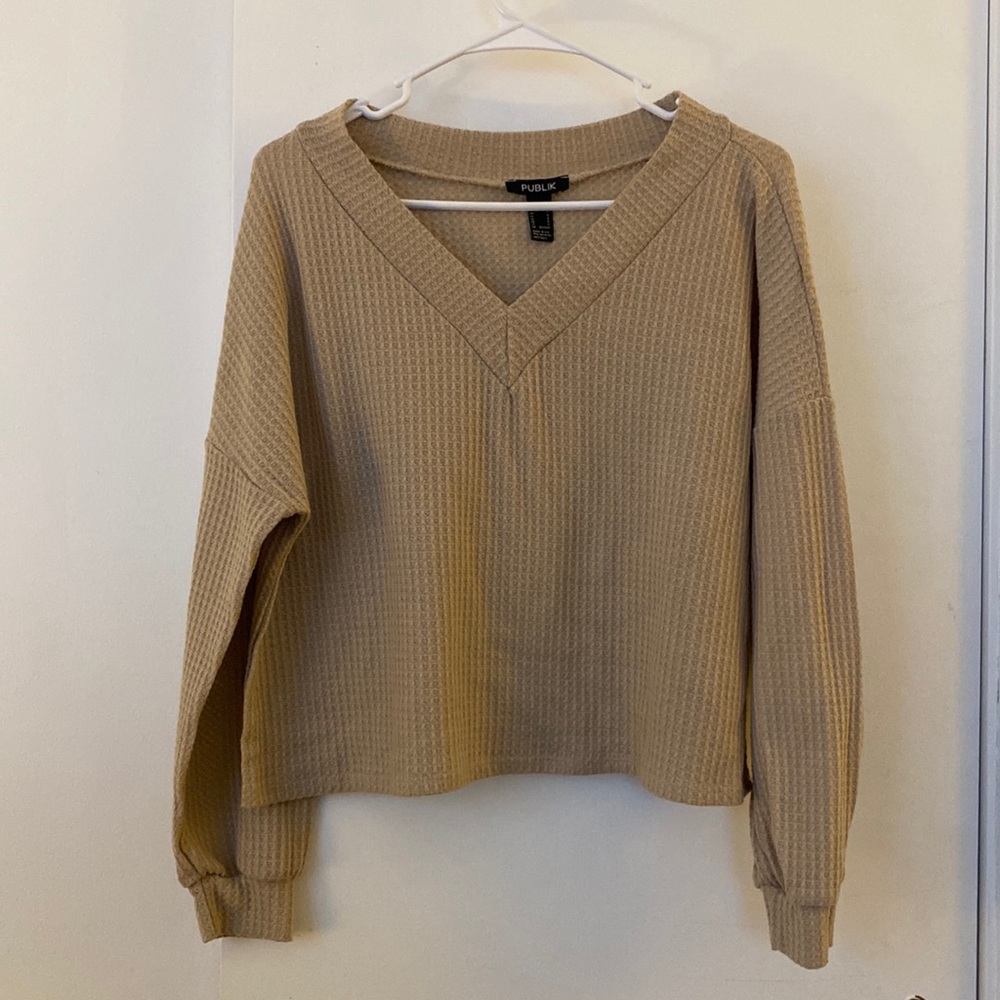 Publik V-neck Long Sleeve Size S Small Tan